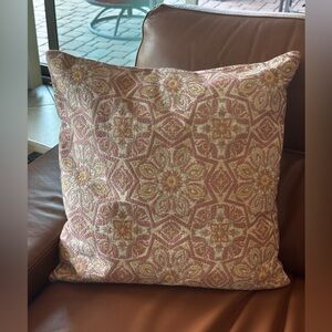 Pottery Barn 20” Throw Accent Pillow Pink Yellow Cream CLEAN! Excellent Preowned